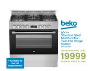 Beko 90cm Stainless Steel Multifunction Twin Fan Range Cooker BFC916GMX