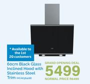 Beko 60cm Black Glass Inclined Hood With Stainless Steel Trim HCA63640B