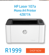 HP Laser 107a Mono A4 Printer 4ZB77A