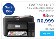 Epson Ecotank L6170 A4 Multifunction Colour Inkjet Printer