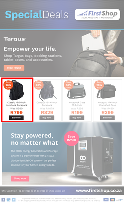 First Shop : Targus (22 February - 01 March 2023), page 1