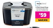 Mainstays 4 Pack Glazed Mugs
