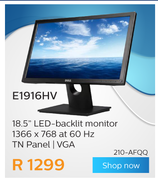 Dell 18.5" LED-Backlit Monitor E1916HV 210-AFQQ