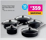 10 Piece Smart Style Non Stick Black Pot Set