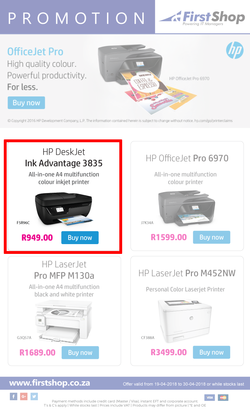 First Shop : HP Printer Promotion (19 April - 30 April 2018), page 1