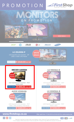 First Shop : Monitors On Promotion (17 April - 30 April 2018), page 1