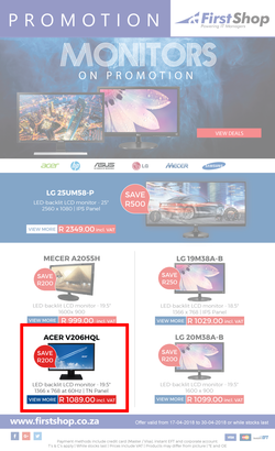 First Shop : Monitors On Promotion (17 April - 30 April 2018), page 1