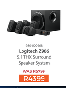 Logitech Z906 5.1 THX Surround Speaker System 980-000468
