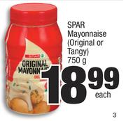 Spar Mayonnaise (Original Or Tangy)-750g Each
