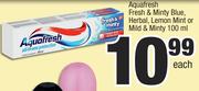 Aquafresh Fresh & Minty Blue, Herbal, Lemon Mint Or Mild & Minty 100ml-Each