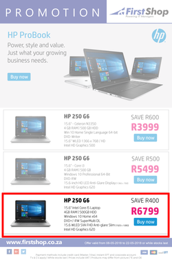 First Shop : HP Probook Promotion (8 May - 22 May 2018), page 1