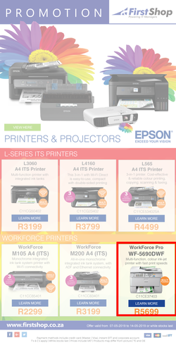 First Shop : Epson Promo (7 May - 14 May 2019), page 1