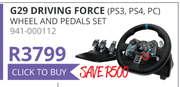Logitech G29 Driving Force(PS3, PS4, PC) Wheel And Pedal Set