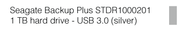 Seagate Backup Plus STDR1000201 1TB Hard Drive-USB 3.0 (Silver)