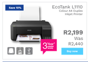 Epson Eco Tank L1110 Colour A4 Duplex Inkjet Printer