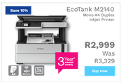 Epson Eco Tank M2140 Mono A4 Duplex Inkjet Printer 