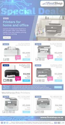 First Shop : Epson Printer Promo (22 June - 29 June 2021), page 1
