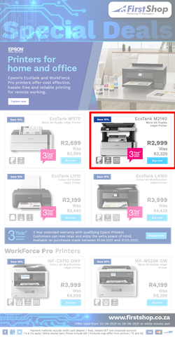 First Shop : Epson Printer Promo (22 June - 29 June 2021), page 1