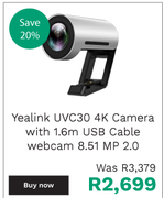 Yealink UVC30 4K Camera With 1.6m USB Cable Webcam 8.51MP 2.0
