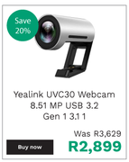 Yealink UVC30 Webcam 8.51MP USB 3.2 Gen 1 3.11