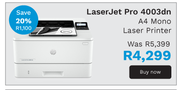 HP LaserJet Pro 4003dn A4 Mono Laser Printer
