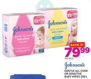 Johnson's Gentle All Over Or Sensitive Baby Wipes 288's-Per Pack