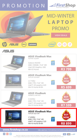 First Shop : Mid-Winter Laptop Deals (17 July - 31 July 2018), page 1