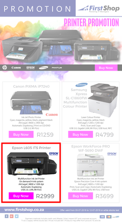 First Shop : Printers Promotion (5 July - 12 July 2018), page 1