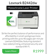 Lexmark Monochrome Laser printer B2442dw