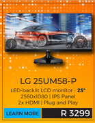 LG 25" LCD Monitor 25UM58-P