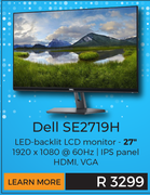 Dell 27" LCD Monitor SE2719H