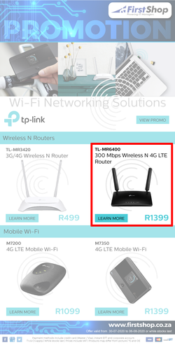 Special Tp Link 300 Mbps Wireless N 4g Lte Router Tl Mr6400 Www Guzzle Co Za