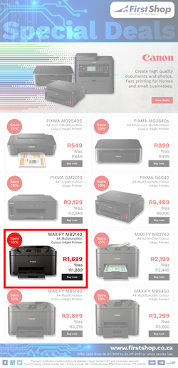 First Shop : Canon Printer Promo (16 July - 23 July 2021), page 1