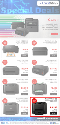 First Shop : Canon Printer Promo (16 July - 23 July 2021), page 1