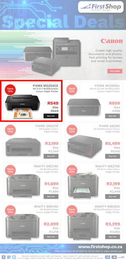 First Shop : Canon Printer Promo (16 July - 23 July 2021), page 1