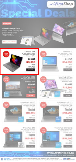 First Shop : Lenovo Laptop Promo (13 July - 20 July 2021), page 1