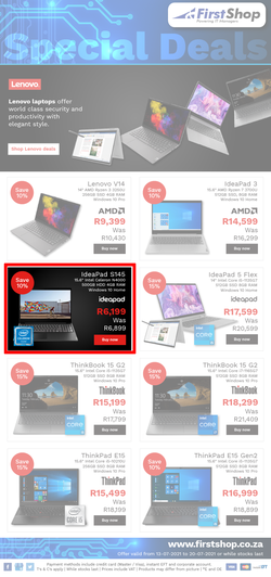 First Shop : Lenovo Laptop Promo (13 July - 20 July 2021), page 1