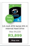 Seagate Skyhawk 3.5 Inch 8TB Serial ATA III Internal Hard Drive
