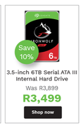 Seagate Ironwolf 3.5 Inch 6TB Serial ATA III Internal Hard Drive