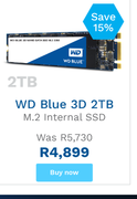 WD Blue 3D 2TB M.2 Internal SSD