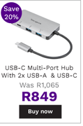 USB-C Multi-Port Hub With 2x USB-A & USB-C