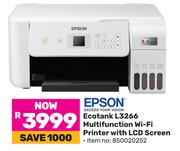 Epson Eco Tank L3266 Multifunction WiFi Printer With LCD Screen