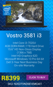 Dell Vostro 3581 i3 SKU N2027VN3581EMEA01