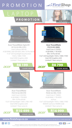 First Shop : Laptop Promo (1 Aug - 8 Aug 2019), page 1