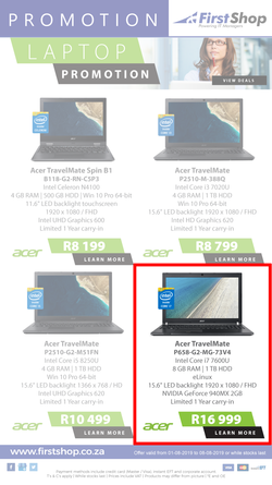 First Shop : Laptop Promo (1 Aug - 8 Aug 2019), page 1