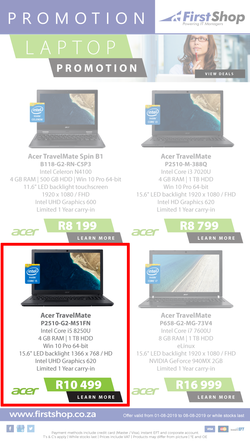 First Shop : Laptop Promo (1 Aug - 8 Aug 2019), page 1