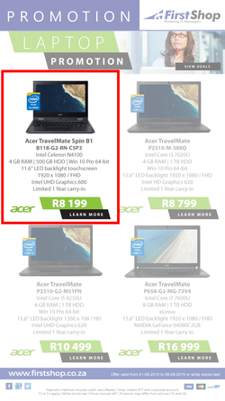 First Shop : Laptop Promo (1 Aug - 8 Aug 2019), page 1