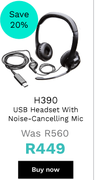 H390 USB Headset With Noise-Cancelling Mic