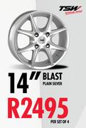 14" Tsw Blast Plain Silver-Per Set Of 4