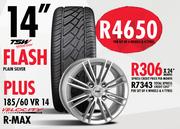 14" Tsw Flash Plain Silver Plus 185/60 VR 14 velocity R-Max-Per Set of 4 Wheels & Tyres